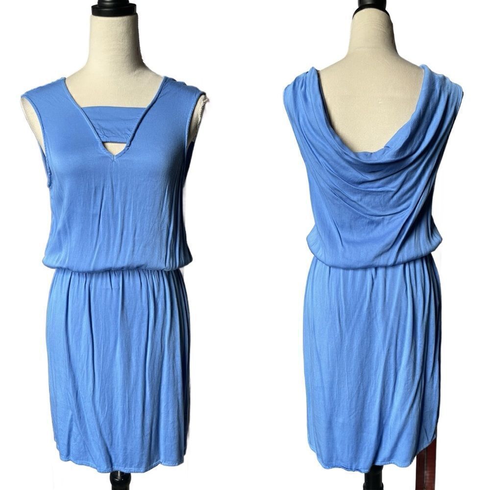 LAmade Blue Shift Dress w/Elastic Waist, Cut Out & Slouched Back (Small)